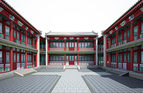 唐山北京四合院设计古建筑鸟瞰图展示