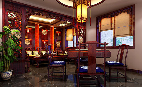 唐山古典中式风格茶楼包间设计装修效果图